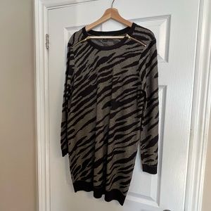 French Connection - gold and black tiger print sweater dress. Size 8
